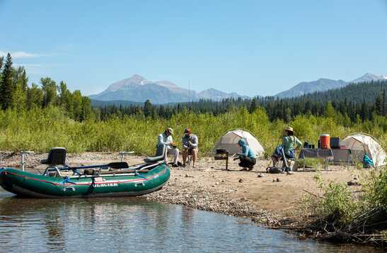 Rafting group camped on shore