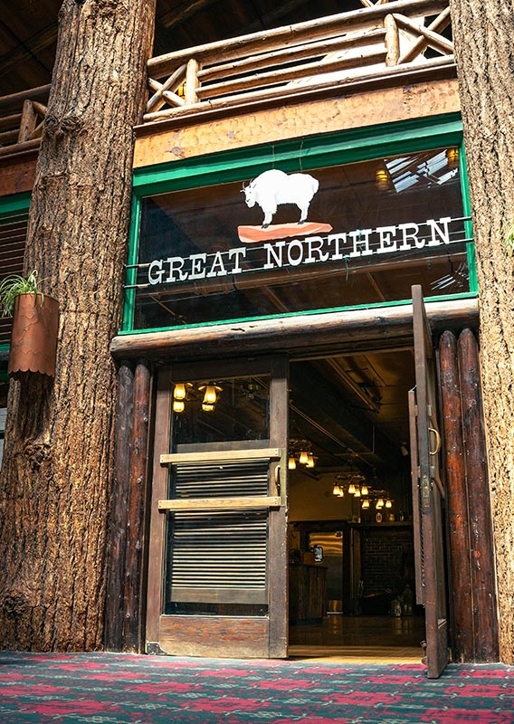 The doors to a hotel restaurant with the sign "Great Northern" above.